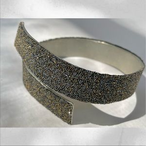 Flexible Silver Marcasite Cuff Bracelet or Collar Necklace designed by Goti